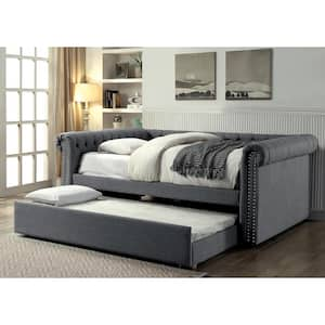 Tressa Nail-head Trim Gray Twin Day Bed with Trundle