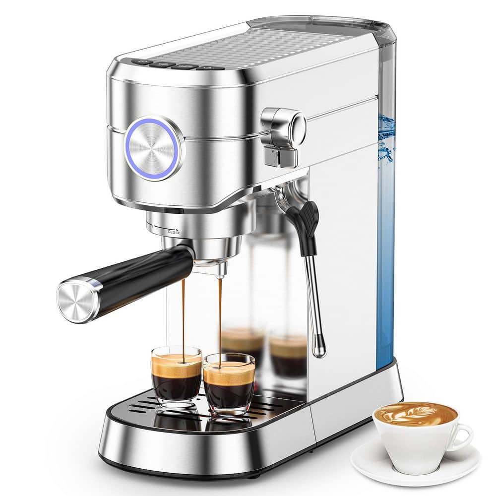 2-Cups 20-Bar Silver Stainless Steel Espresso Machine with Milk Frother Professional Espresso Maker price history on PriceWatchPro