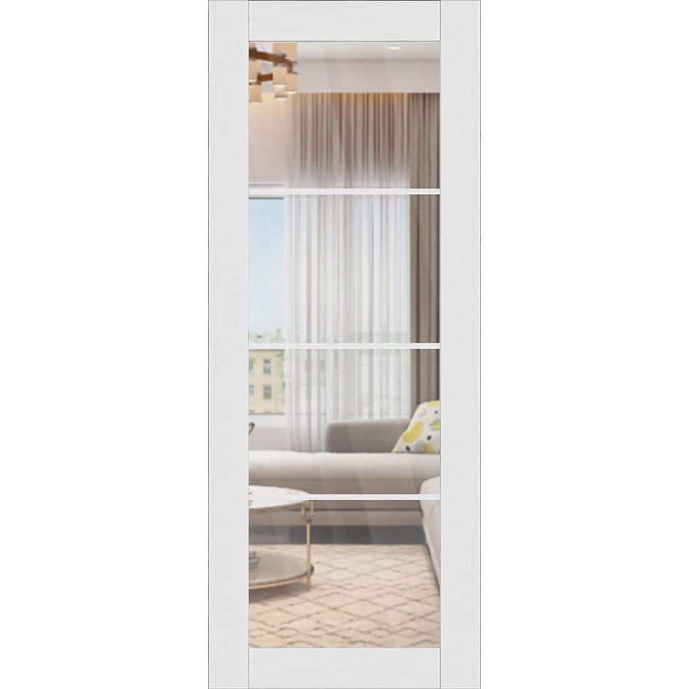 Paola 4 Lite 24 in. x 80 in. Bianco Noble 4-Lite Clear Glass Composite Solid Core Wood Interior Door Slab price history on PriceWatchPro