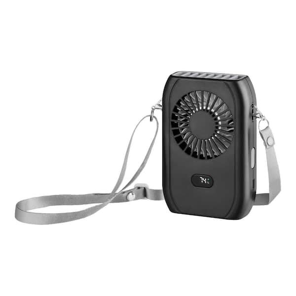 2.3 in. 3-Speed Necklace Personal Fan in Black with Rechargeable Battery