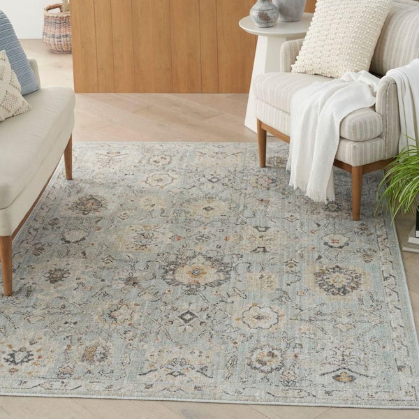 Oushak Home Mint 4 ft. x 6 ft. Floral Traditional Area Rug