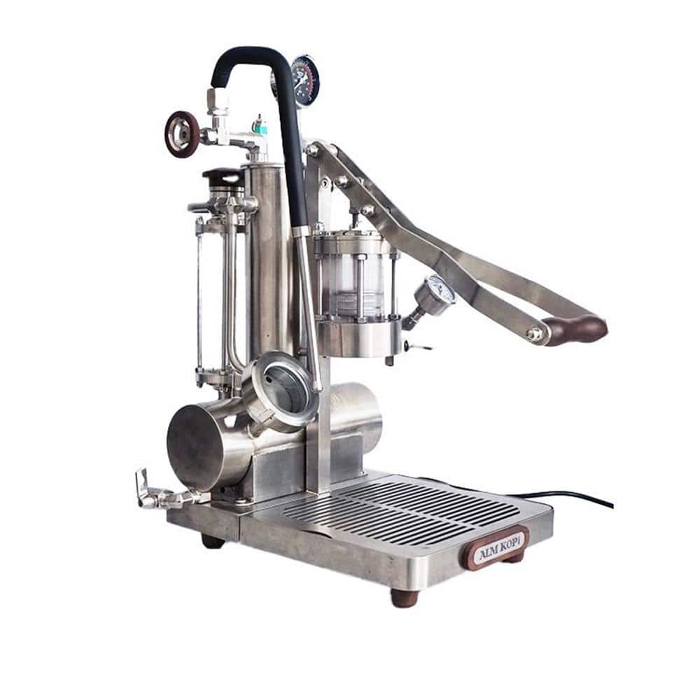 9-Cup Silver Stainless Steel Manual Lever Espresso Machine w/Variable Extraction, 16-Bar Pressure, 58 mm Powder Hammer