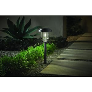 Berkeley Park Black Solar LED Weather Resistant Path Light 14 Lumens with Seedy Glass Lens and Vintage Bulb