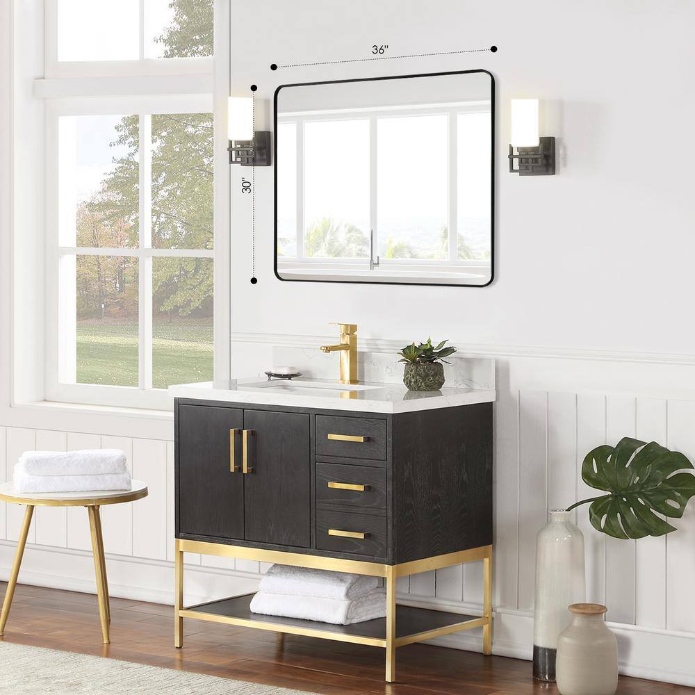 Elegante 36" Rectangular Silver Bathroom Vanity Mirror