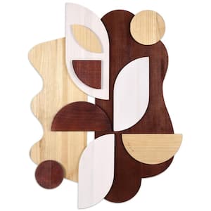 Sands Serenade I Hand Made and Hand Finished Dimensional Solid Paulownia Wood Abstracts Wall Art, 40 in. x 30 in.