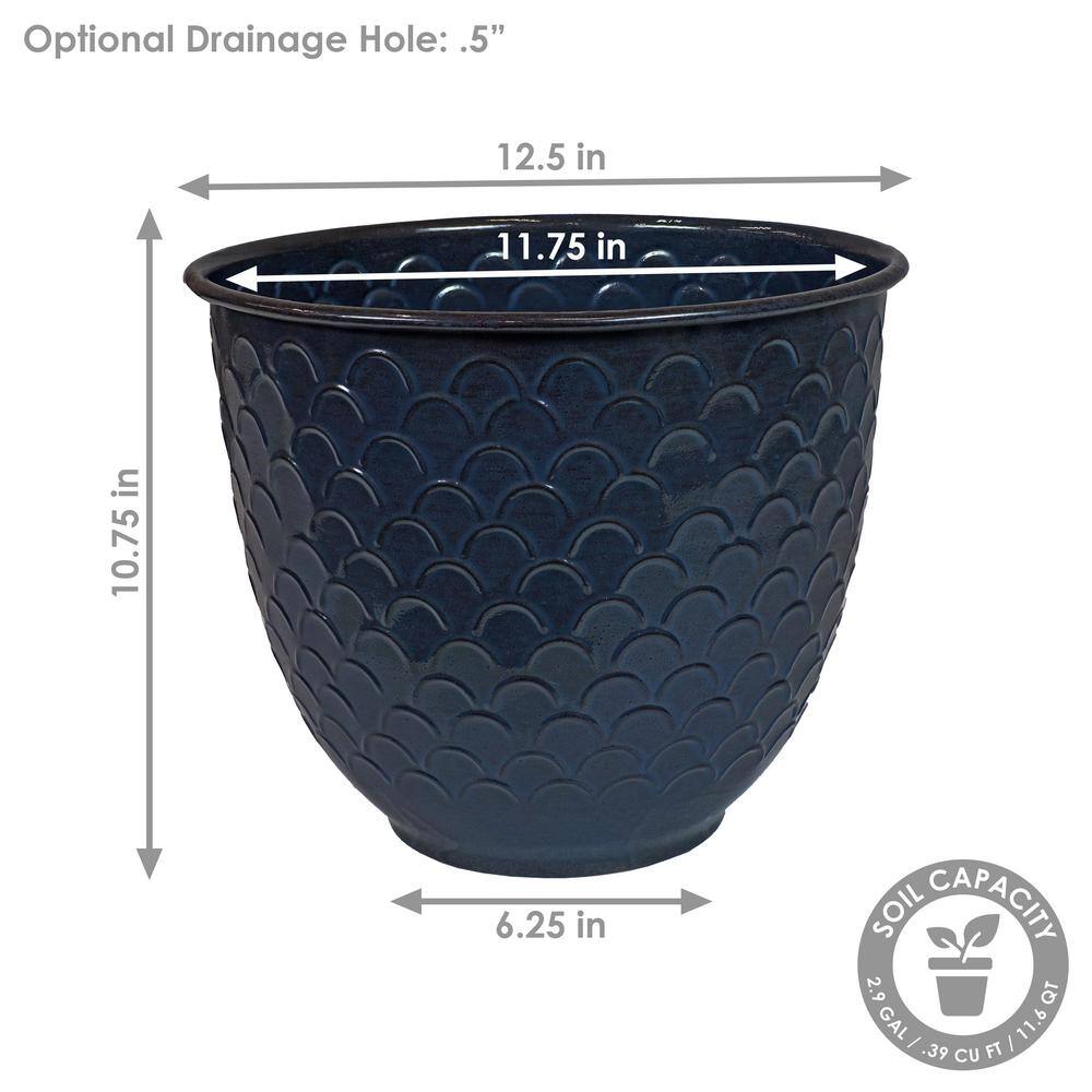 Dinah Navy Glaze Metal Indoor/Outdoor Planter Set