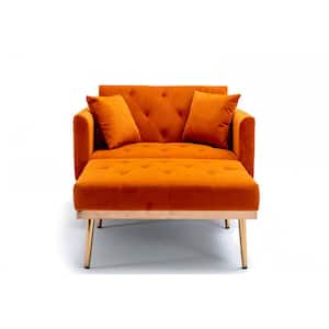 41 in. Wide Orange 2-Seat Square Arm Linen Mid-Century Modern Straight Sofa