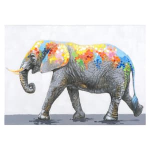 27.6 in. H x 39.4 in. W Dazzling Elephant Original Hand Painted Wall Art in Canvas