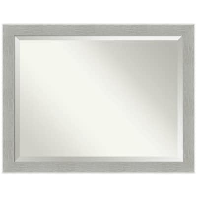 Medium Rectangle Glam Linen Grey Beveled Glass Casual Mirror (35.25 in. H x 45.25 in. W)