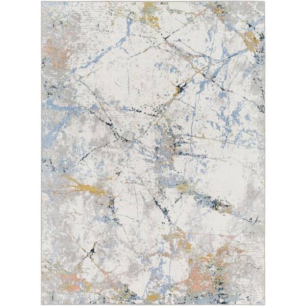 Livabliss Lavadora Taupe Abstract 7 ft. x 9 ft. Indoor Machine-Washable  Area Rug