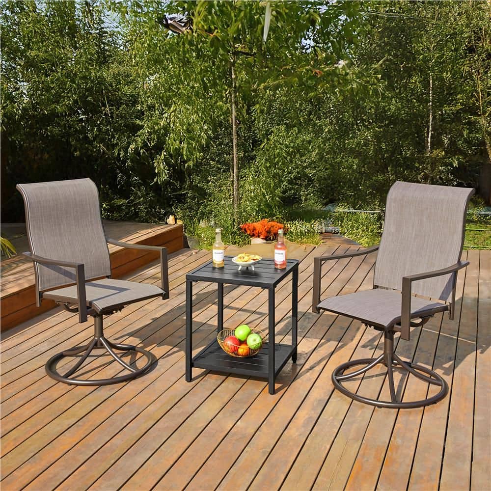 Yaheetech Set of 2 Texteline Patio Swivel Dining Chairs with