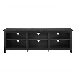 Columbus 70 in. Black MDF TV Stand 70 in. with Adjustable Shelves