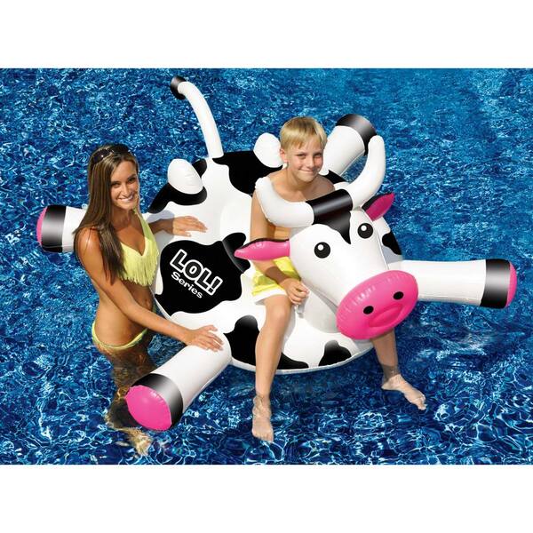 2 Swimline LOL 90268 Swimming Pool Kids Giant Rideable Cow Inflatable Float Toys 