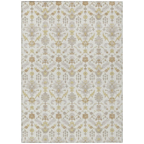 Chantille Machine Washable Indoor/Outdoor Abstract ACN2857 Ivory 5 ft. x 7 ft. 6 in. Area Rug