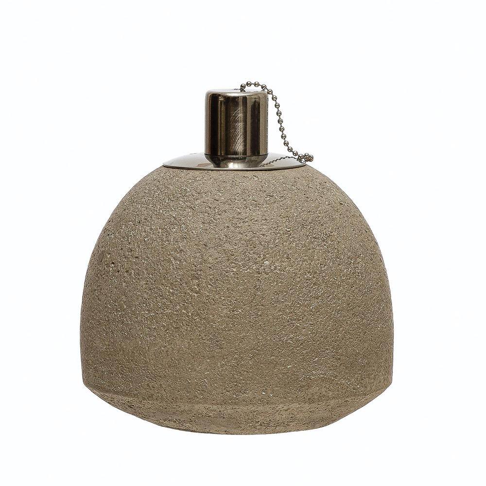 Sandstone and Metal 4.5'' Rustic Oil Lamp