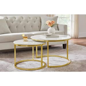 Walker Edison Luxe Mid Century Modern Y-Leg Coffee Table White Faux Marble  And Gold Finish BBF42LUXWMG - Best Buy