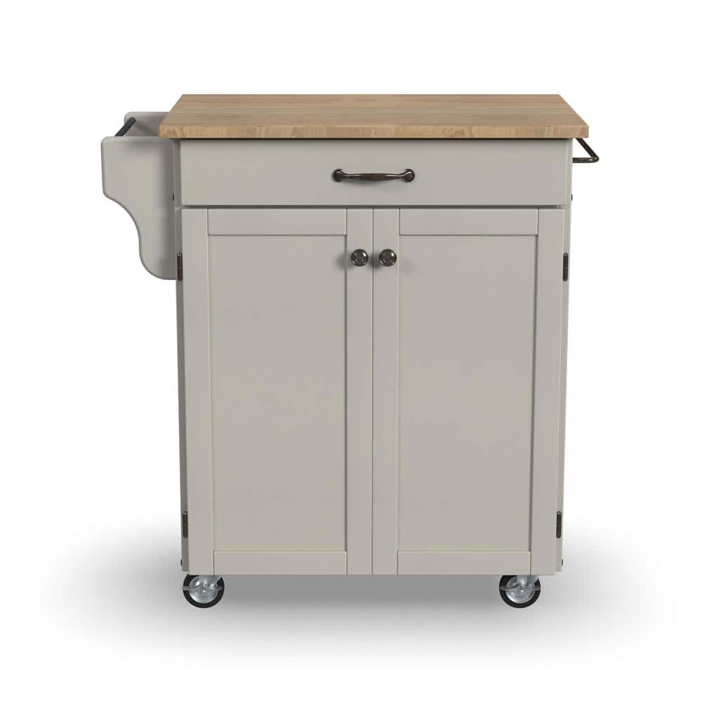 HOMESTYLES Cuisine Cart White Kitchen Cart with Natural Wood Top, White with Natural Top -  9001-0021