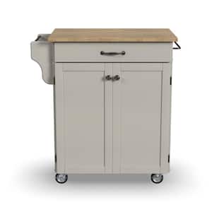 Cuisine Cart White Kitchen Cart with Natural Wood Top
