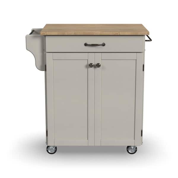 HOMESTYLES Cuisine Cart White Kitchen Cart with Natural Wood Top