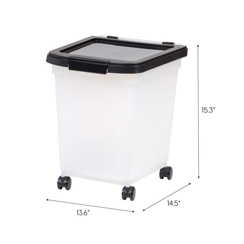 Clear Black 25 lb Airtight Plastic Pet Food Container
