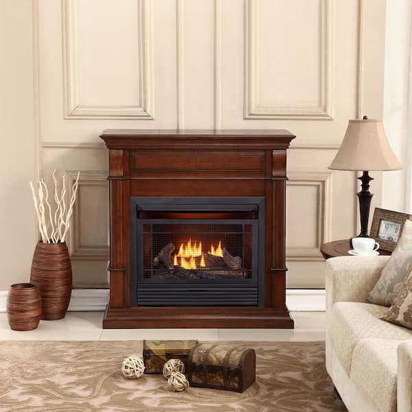 Duluth Forge Dual Fuel Ventless Gas Fireplace - 26,000 BTU, T-Stat Control,  Auburn Cherry Finish 170131 - The Home Depot
