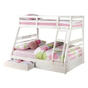California III White with 2-Drawers Twin and Full Bunk Bed
