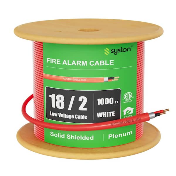 1000 ft. 18/2 Red FPLP Plenum Rated Shielded Solid Copper Fire Alarm Wire UV Resistant UL/ETL RoHS for Low Voltage Used