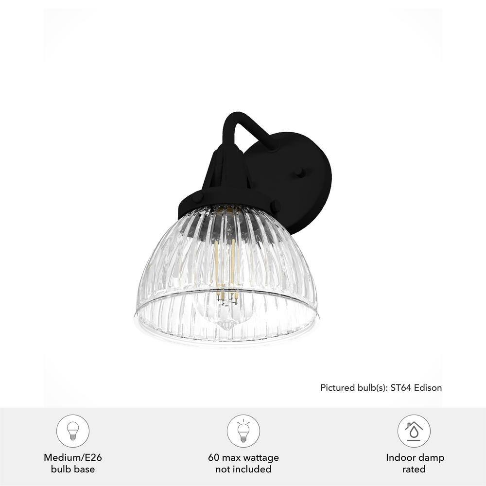 Cypress Grove Medium Black Iron Outdoor Wall Sconce with Clear Glass Shade