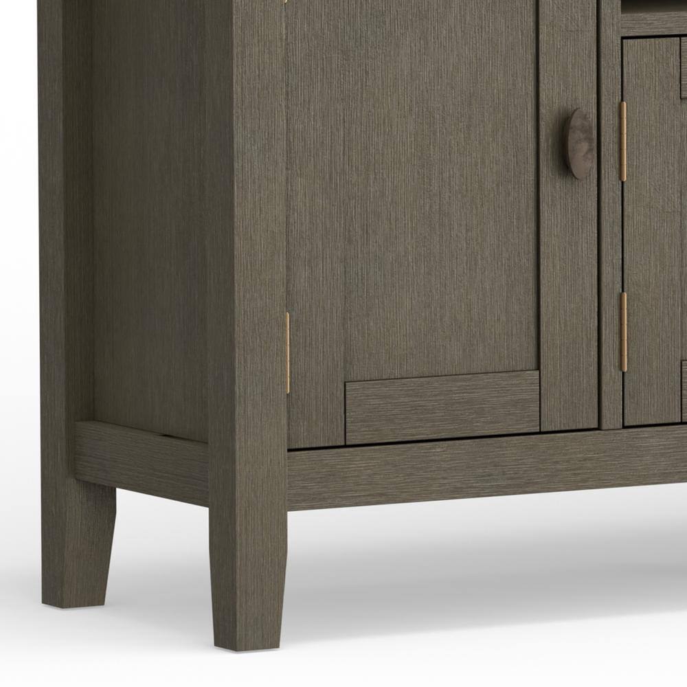 Farmhouse Grey Solid Wood 72" TV Media Stand with Cabinets