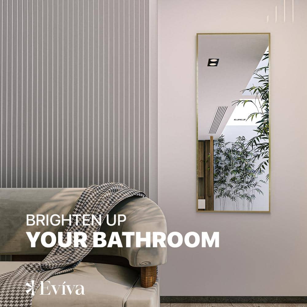 Gold Full Length Rectangular Modern Bathroom Mirror