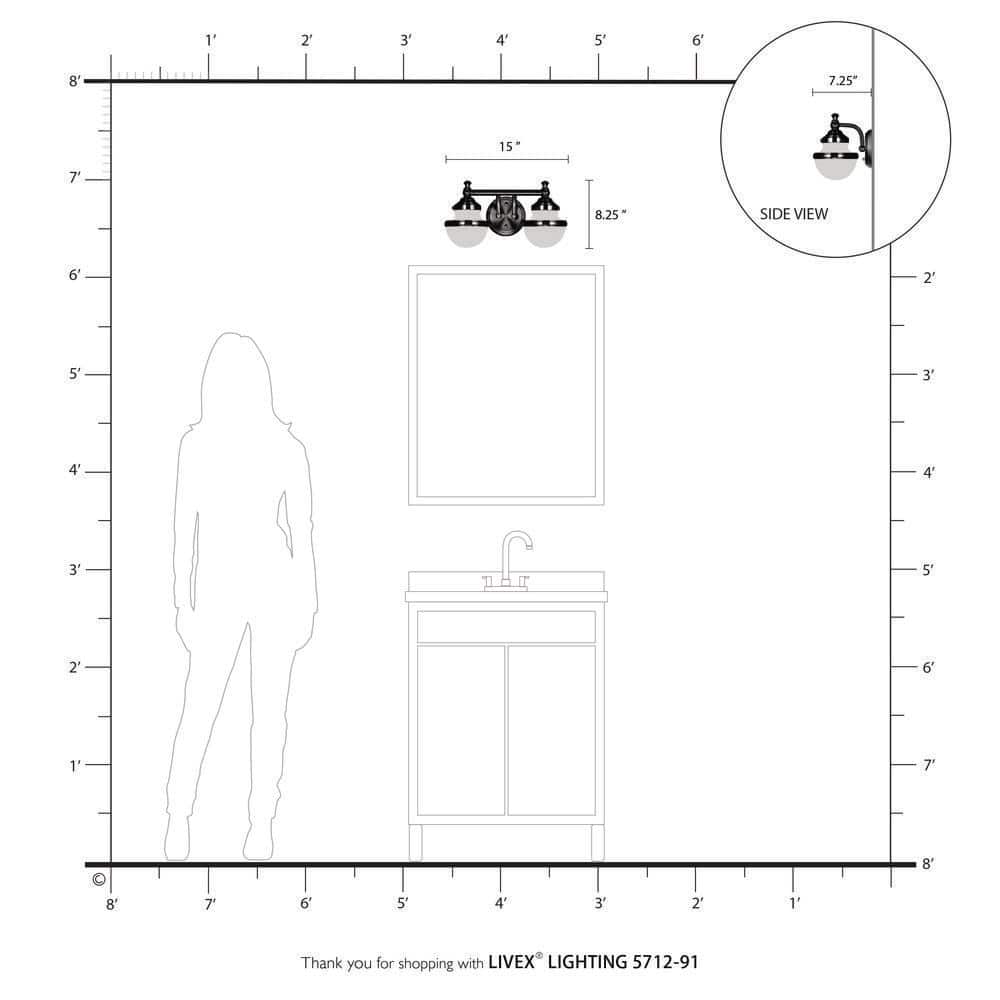 Sleek Industrial Brushed Nickel 2-Light Vanity with Satin Opal White Glass