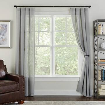 72 in. - 144 in. Mix and Match Telescoping 1 in. Single Curtain Rod in Matte Black