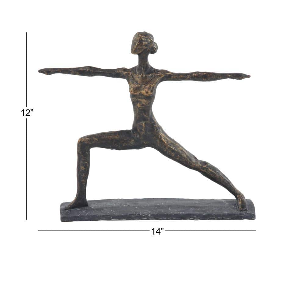 Contemporary Brass Yoga Pose Sculpture 14" x 12"