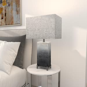 26 in. Gray Polystone Task and Reading Table Lamp with Square Shade