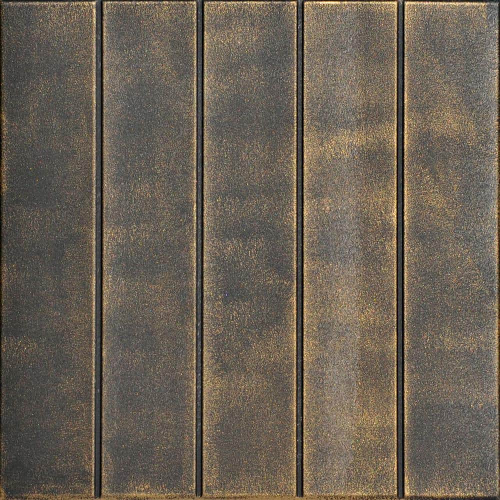 Bead Board Black Brass 1.6 ft. x 1.6 ft. Decorative Foam Glue Up Ceiling Ti