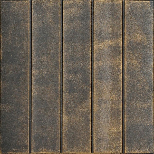 Bead Board Black Brass 1.6 ft. x 1.6 ft. Decorative Foam Glue Up Ceiling Tile (384 sq. ft. /Case)