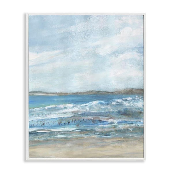 Stupell Industries Sandy Surf Beach by Jessie Perry White Framed Nature ...