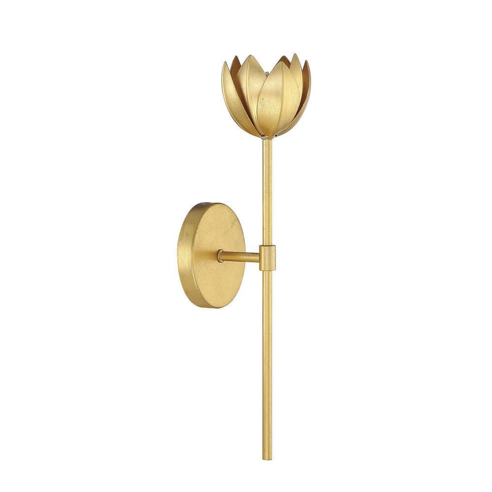 True Gold Floral LED Wall Sconce with Vintage Styling