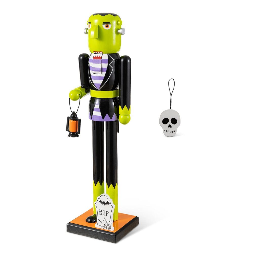 18 in. H Halloween Wood Frankenstein with Ornament Nutcracker price history on PriceWatchPro