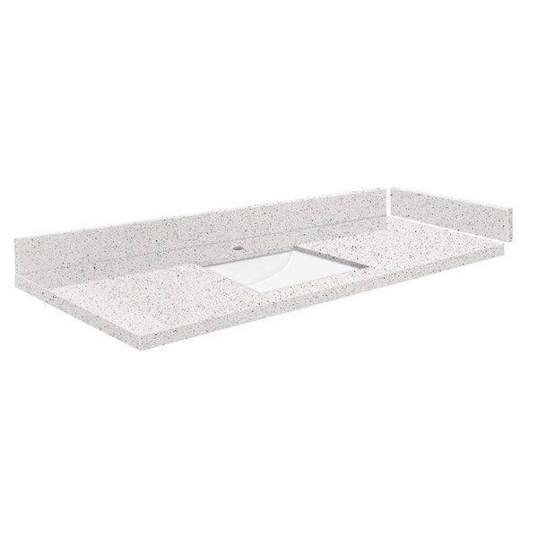 Transolid Silestone 49 in. W x 22.25 in. D Quartz White Rectangular Single Sink Vanity Top in Stellar Snow