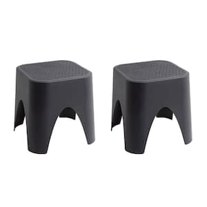 Mallorca Black Rattan Top Stackable Outdoor Side Table (2-Pack)