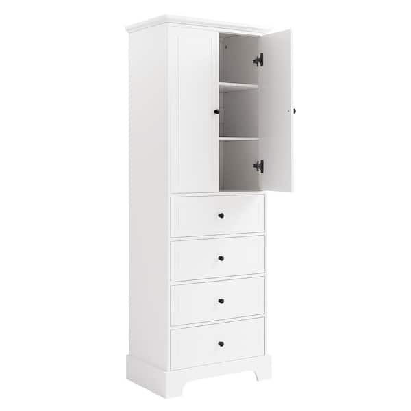 Zeus & Ruta 23.6 in. W x 15.7 in. D x 68.1 in. H White Wood Linen