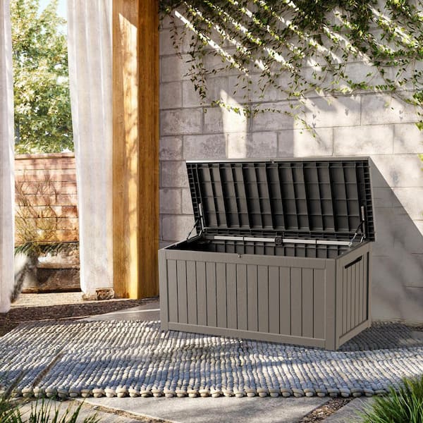 Decksplore 230 Gal. Light Brown Resin Storage Deck Box for Outdoor