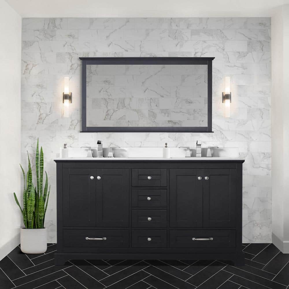 Lexora Dukes 60 in. W x 22 in. D Espresso Double Bath Vanity, White ...