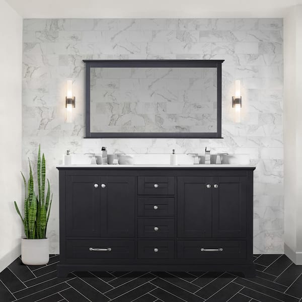 Lexora Dukes 60 in. W x 22 in. D Espresso Double Bath Vanity, White ...