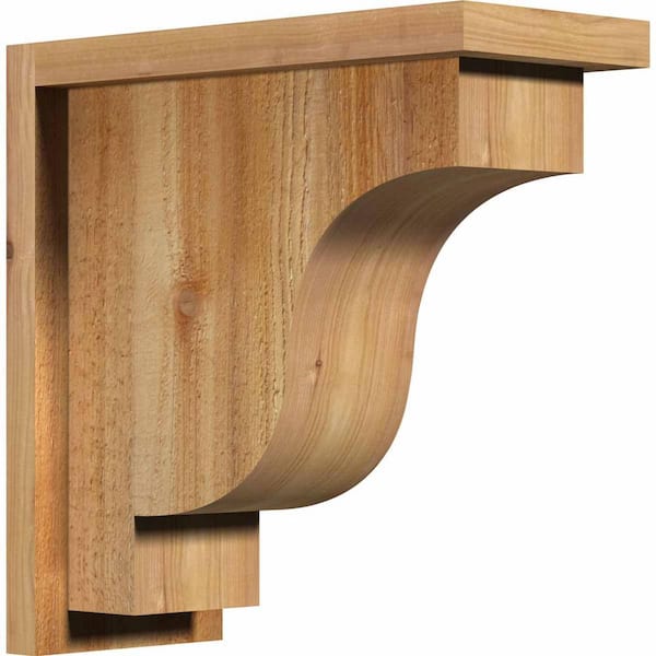 Ekena Millwork 6 in. x 14 in. x 14 in. Western Red Cedar Newport Rough Sawn Corbel with Backplate