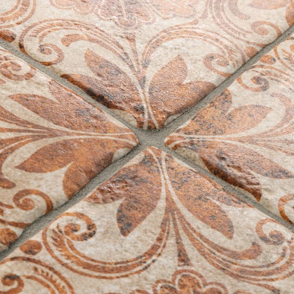 Merola Tile Costa Arena Decor Dahlia 7-3/4 in. x 7-3/4 in. Ceramic