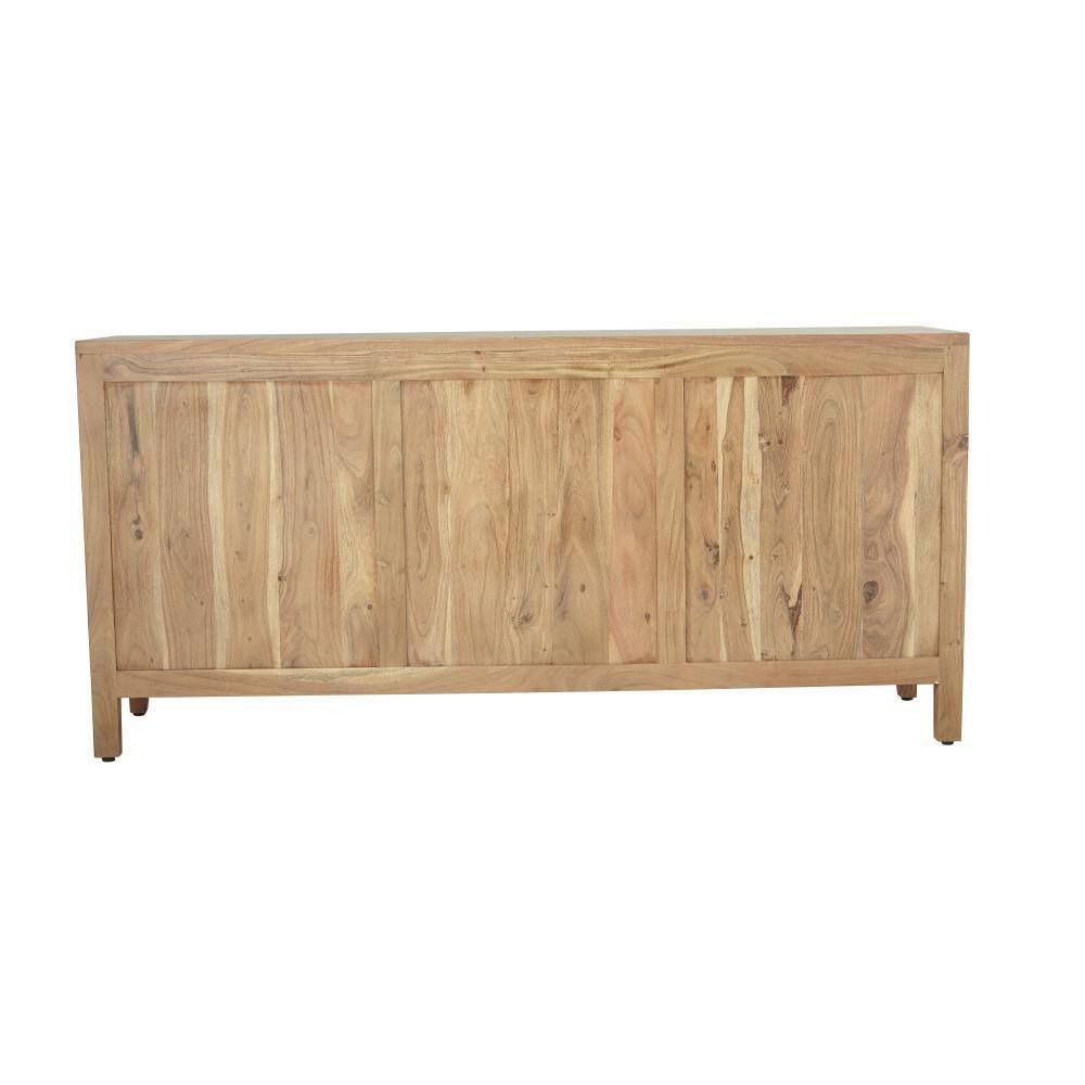 Brown Wood Adjustable Shelving Lockable Sideboard Cabinet