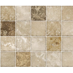3D Falkirk Retro III 36 in. x 24 in. Cream Brown Faux Tile PVC Decorative Wall Paneling