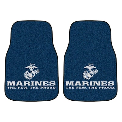 Marines 18 in. x 27 in. 2-Piece Carpeted Car Mat Set